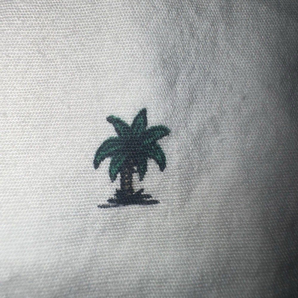 Sonoma Men's L Button Down Cotton Shirt Palm Tree Island Resort Outdoor White - Picture 10 of 11